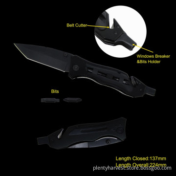 Survival Knife with Bits, Belt Cutter & Windows Breaker (#3575)